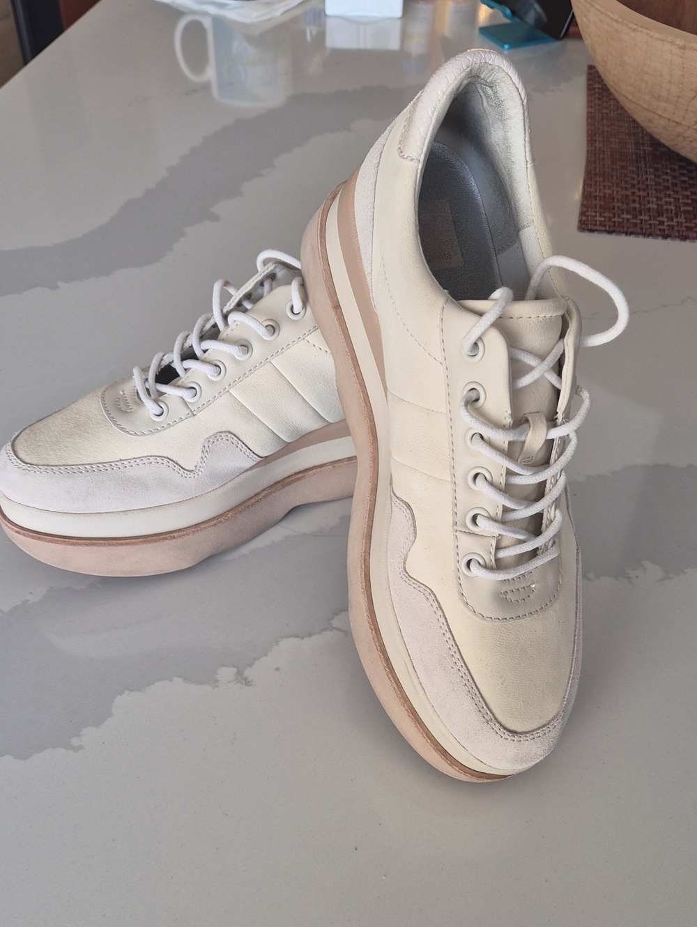 Dolce Vita Cream and Tan Platform Sneakers
